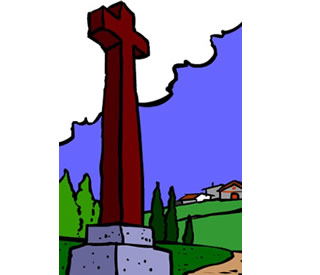 A la entrada de Zaro hay una cruz de madera, muy alta, pintada de rojo...
