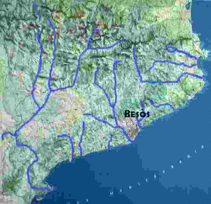 Mapa de Catalunya amb el Besòs marcat