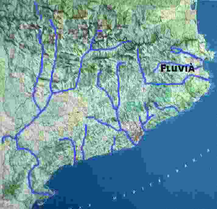 Mapa de Catalunya amb el Fluvià  marcat