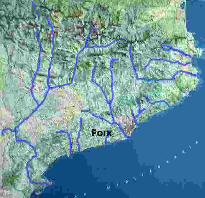 Mapa de Catalunya amb el Foix  marcat
