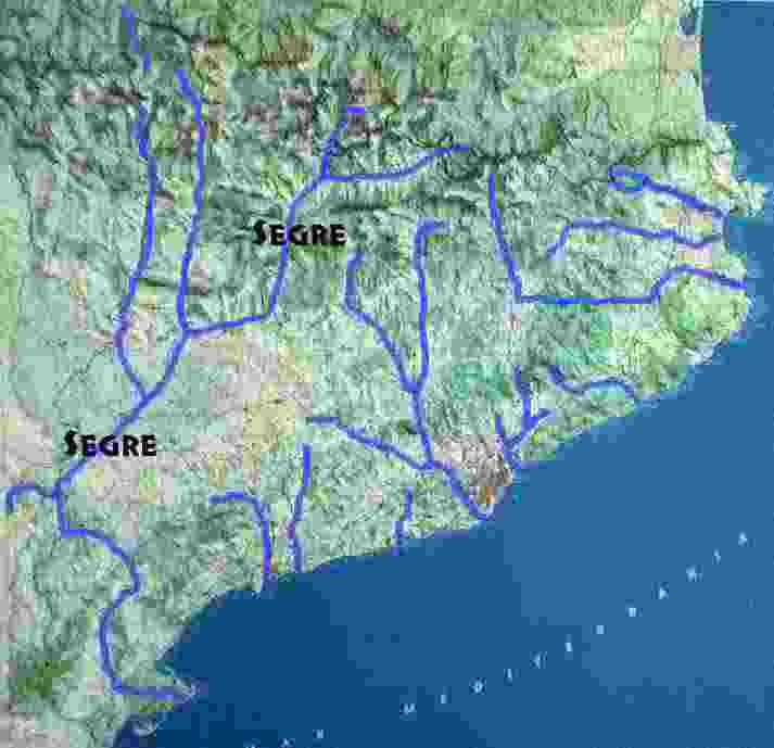 Mapa de Catalunya amb el SEgre marcat