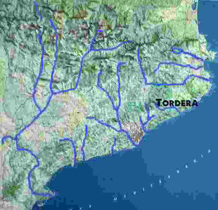 Mapa de Catalunya amb la Tordera assenyalada