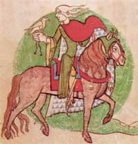 Arnaldos en su huida, miniatura de un manuscrito francés de Moralia in Job de San Gregorio