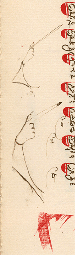 Dibujos de dedos en los márgenes del manuscrito del Libro de Buen Amor