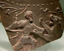 Fragment ceràmic amb imatge d'un gladiador