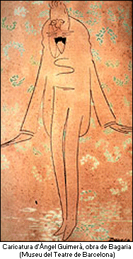 Caricatura de Guimerà. Obra de Bagaria
